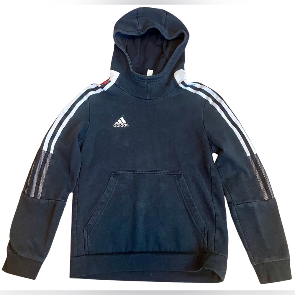 Adidas Black & White Sweatshirt, Youth Size Medium, Embroidered Logo, Hoodie